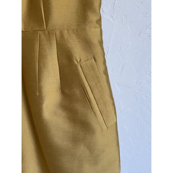 ANTHROPOLOGIE Maeve Chardonnay Sheen Dress 8 Cutout Silk Wool Blend Sleeveless Y - Picture 5 of 12
